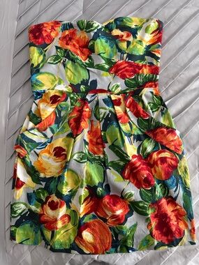 Strapless Floral Summer Dress - Vibrant Multi